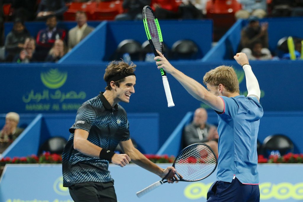 David Goffin e Pierre-Hugues Herbert campeoes do Qatar ExxonMobil Open 2019  /Foto: Samer Rejjal - QTF