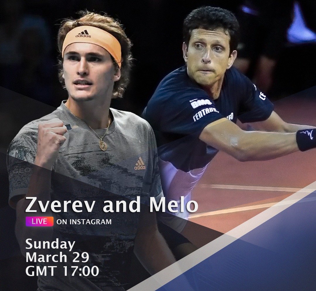 Domingo (29) às 14h:Marcelo Melo e Alexander Zverev fazem live no Instagram