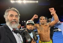 Esquiva Falcão sofre cabeçada não intencional, mas vence canadense