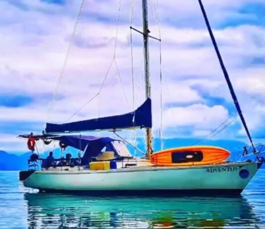 Veleiro Adventus Fast 410 com dois tripulantes colide com uma baleia e afunda.