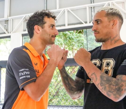GRANDE PRÊMIO DO BRASIL DE FÓRMULA 1 – CHARLES OLIVEIRA, LUTADOR DO UFC, RECEBE PILOTO DANIEL RICCIARDO PARA TREINO EM SÃO PAULO