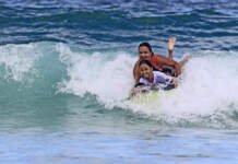 Neymara Carvalho encerra Brasileiro de Bodyboarding em aulão social com crianças, em Saquarema (RJ)