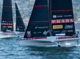 LUNA ROSSA DOMINA PRIMEIRO DIA DE TREINOS OFICIAIS DA LOUIS VUITTON 38TH AMERICA’S CUP © Ian Roman