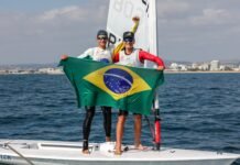 Tal pai Roberto Scheidt- tal o filho| Erik Scheidt é vice-campeão mundial da classe ILCA 6 e Brasil faz dobradinha em Vilamoura Erik (left) celebrates with Francisco Dal Ri (ILCA)